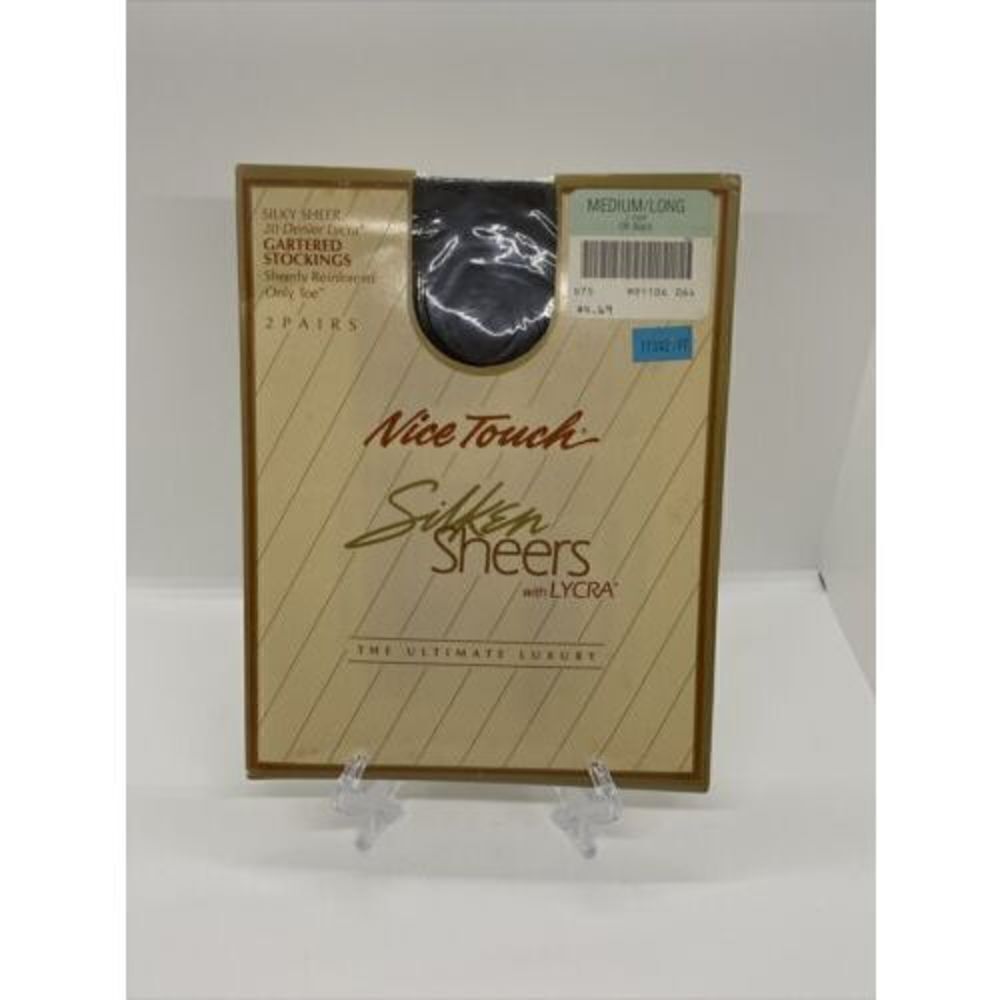 New Nice Touch Silken Sheers 20 denier Pantyhose sz Medium Long-Off Black 2pairs